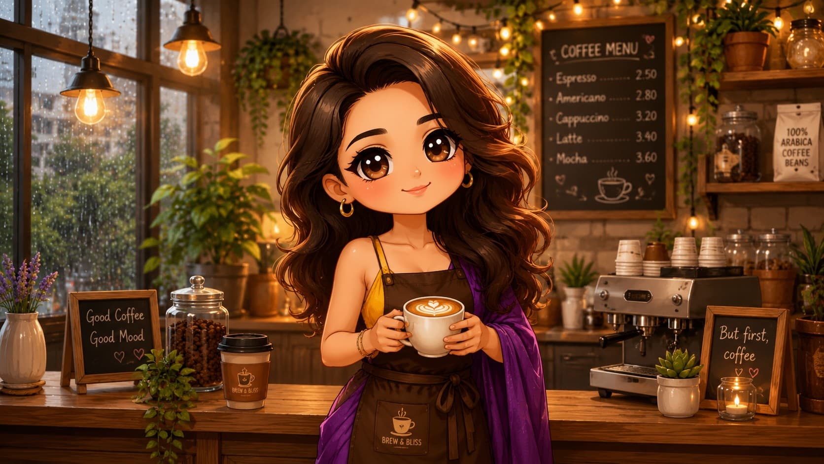 Cute Chibi Café Barista Avatar