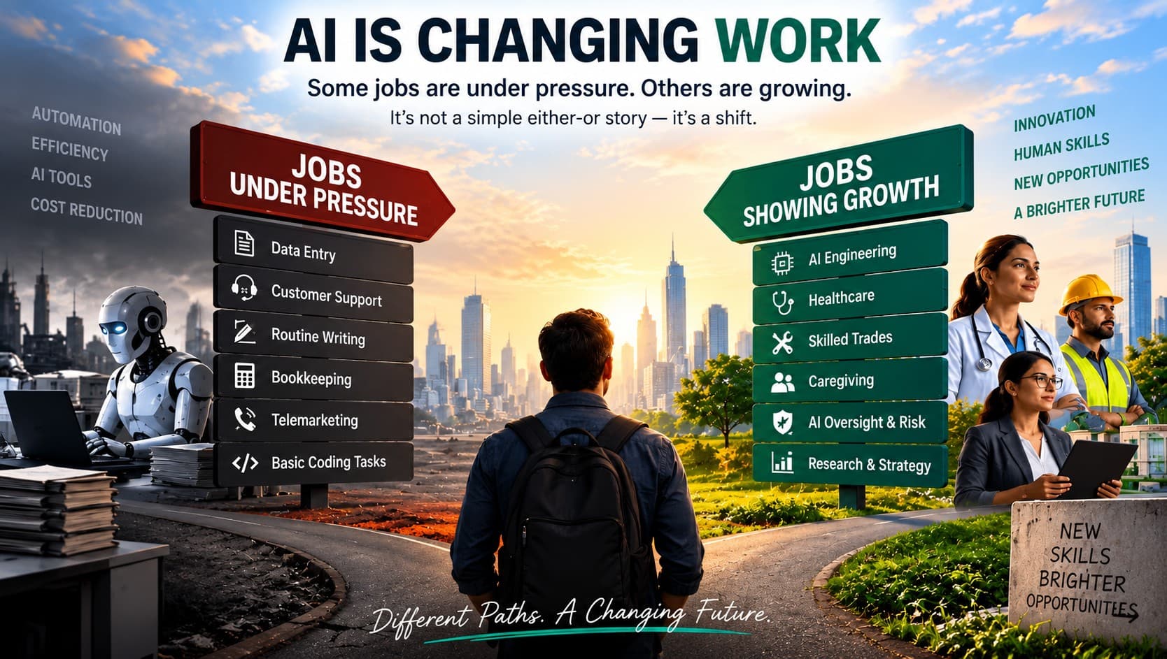 Which Jobs Are Most at Risk From AI β and Which Are Growing Because of It